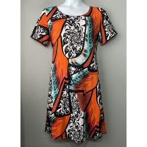 Sophie A Dress Size XL Bright Travel Knit Easy Care Dopamine Artsy Art to Wear